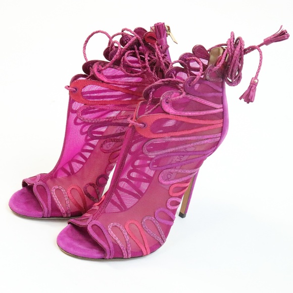 Jimmy Choo Pink Kafira Mesh Ankle Boot U015 - Picture 6 of 6